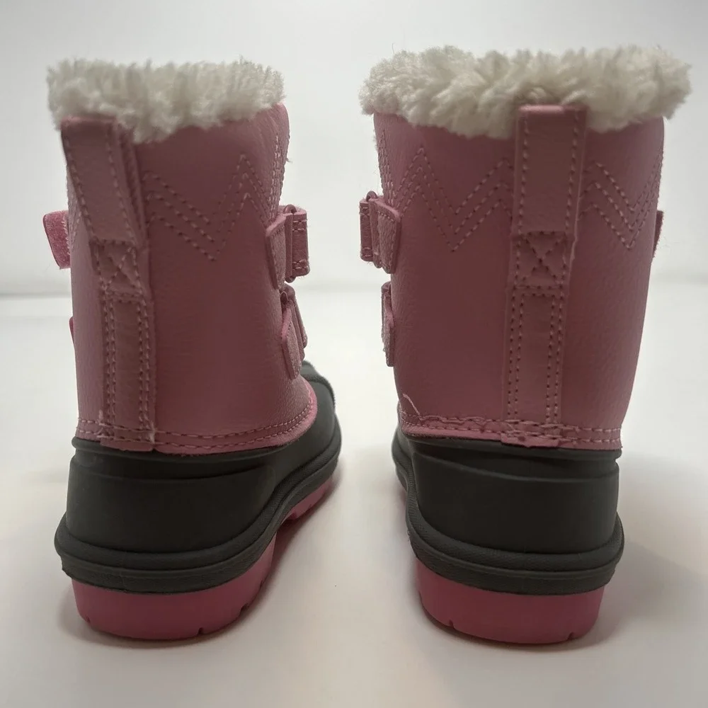 Cat & Jack Denver Winter Boots (TS) Toddler Size 5 Pink/Gray Faux‎ Shearling